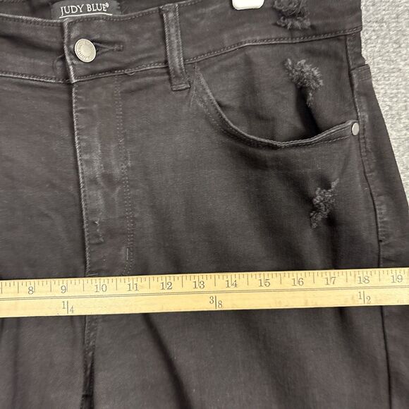 Judy Blue Jeans Womens Size 14W Black Boyfriend Fit Distressed Grunge Gothic - Picture 5 of 10